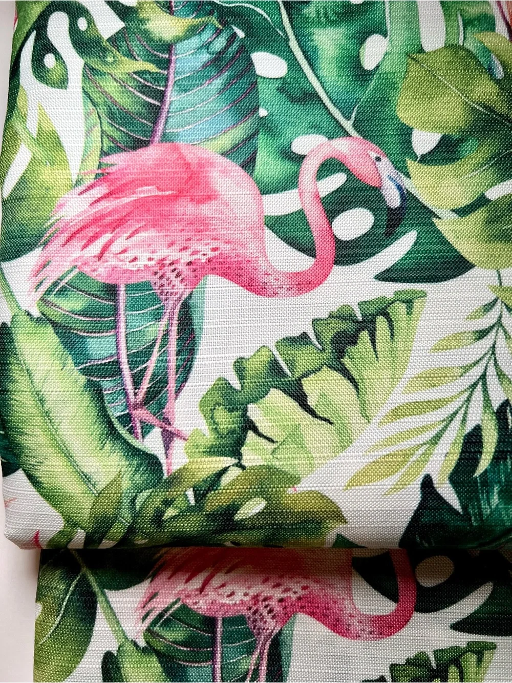 Flamingo Tropics Fabric Shower Curtain Tropical Pink Flamingos Green Leaves